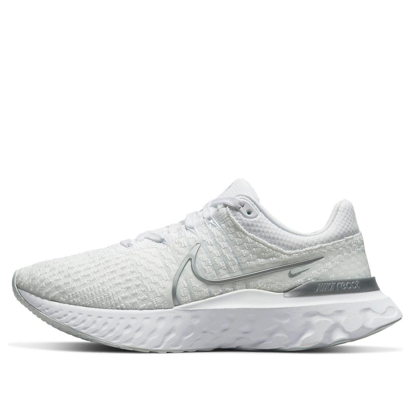 NIKE REACT INFINITY RUN FLYKNIT 3 BLANC ARGENT MÉTALLIQUE