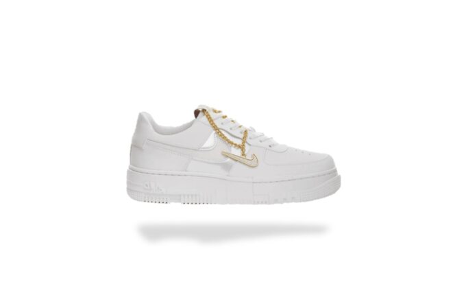 WMNS NIKE AIR FORCE 1 PIXEL WHITE GOLD CHAIN