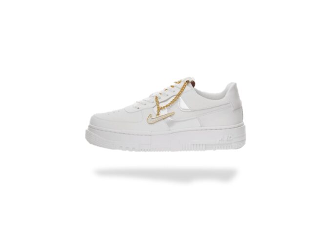 WMNS NIKE AIR FORCE 1 PIXEL WHITE GOLD CHAIN