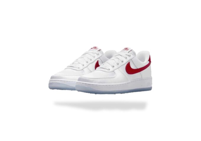 NIKE AIR FORCE 1 LOW SATIN WHITE RED