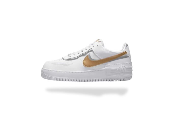 NIKE AIR FORCE 1 SHADOW WHITE METALLIC GOLD